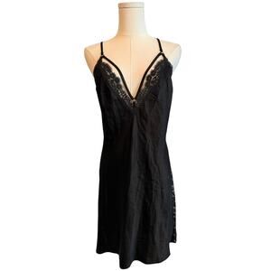 Victoria's‎ Secret Slip Dress Womens XL Black Lace Nightgown Criss Cross Back
